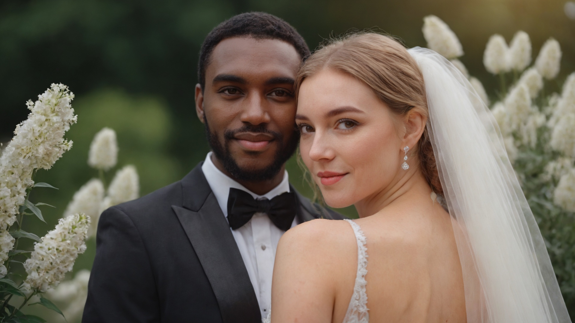 Retrato de pareja de novios generado por IA